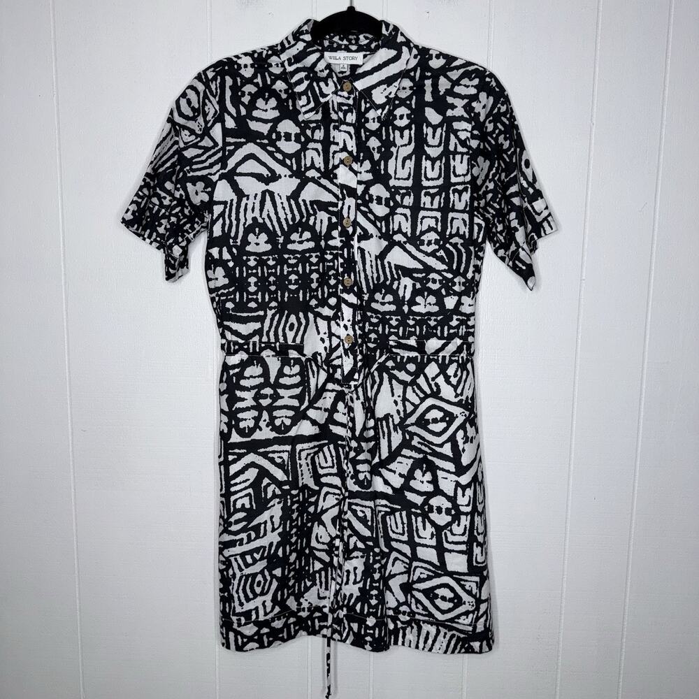 Willa Story Women’s Geometric Print Shirt Dress Size Small